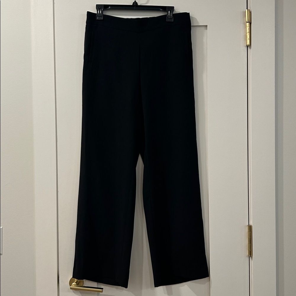 LOFT Black Wide-Leg Trousers, Size Medium